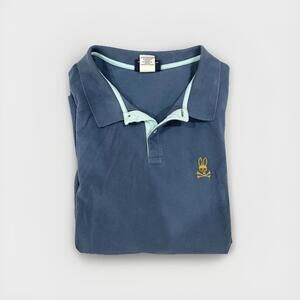 PSYCHO BUNNY MENS BLUE POLO SHIRT SIZE 3 XL MADE IN PERU PIMA COTTON *READ*